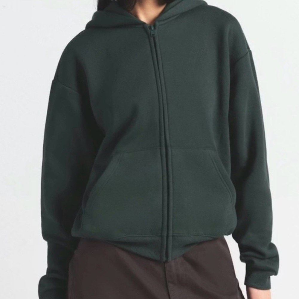 SKIMS classic cotton fleece zip up in SPRUCE! *LIKE NEW*